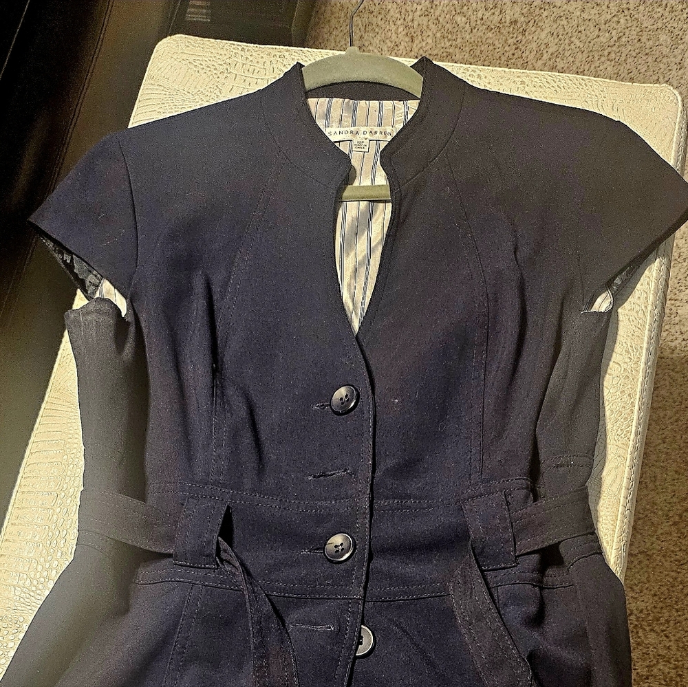 Sandra Darren Navy Blue Asymmetrical Dress